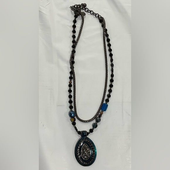 Chico's Jewelry - Chico’s vintage statement necklace blue gray tones